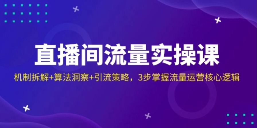 直播间流量实操课:机制拆解+算法洞察+引流策略,3步掌握流量运营核心逻辑